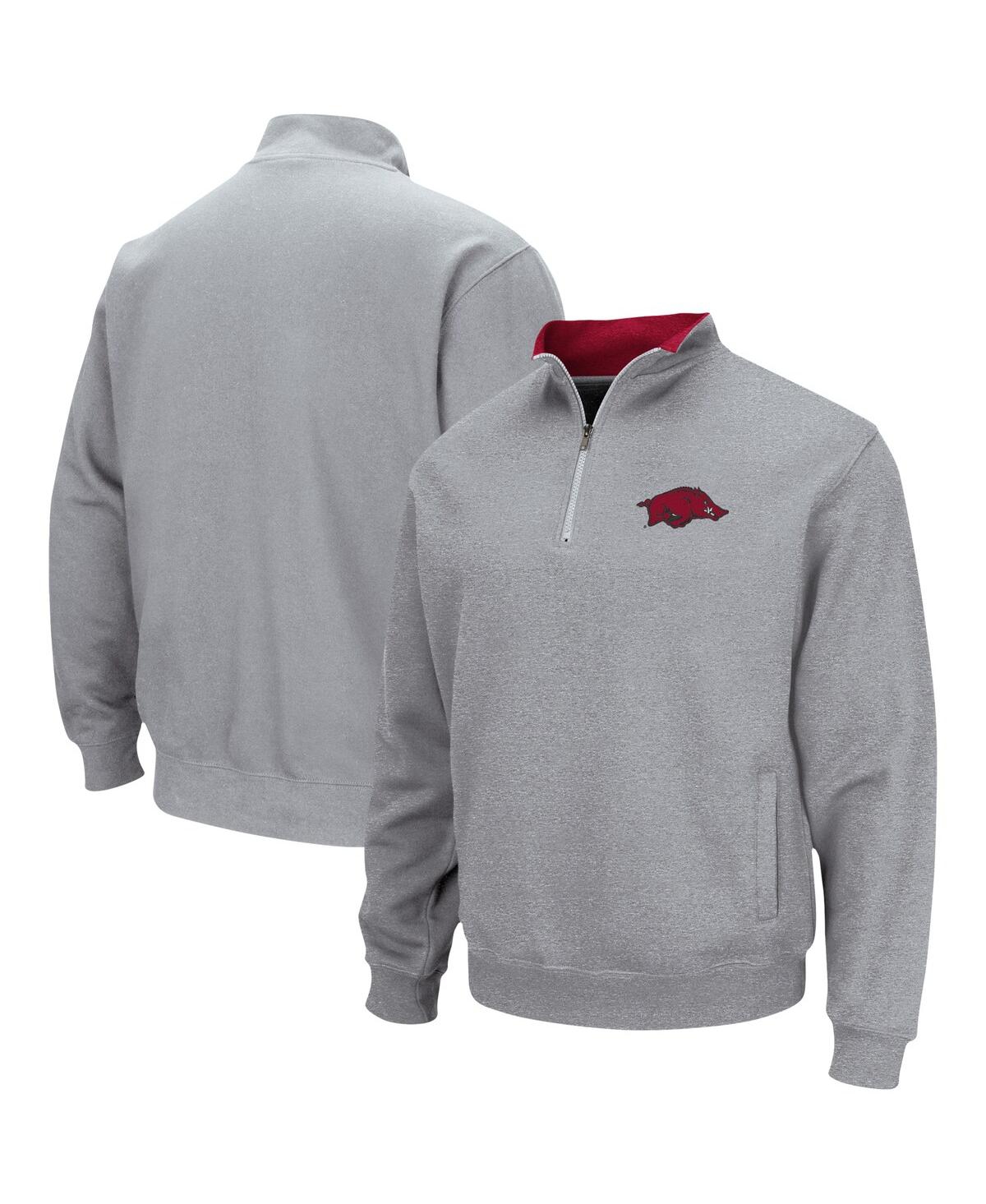 Colosseum Heathered Gray Arkansas Razorbacks Tortugas Team Logo Quarter-zip Jacket In Heather Gray