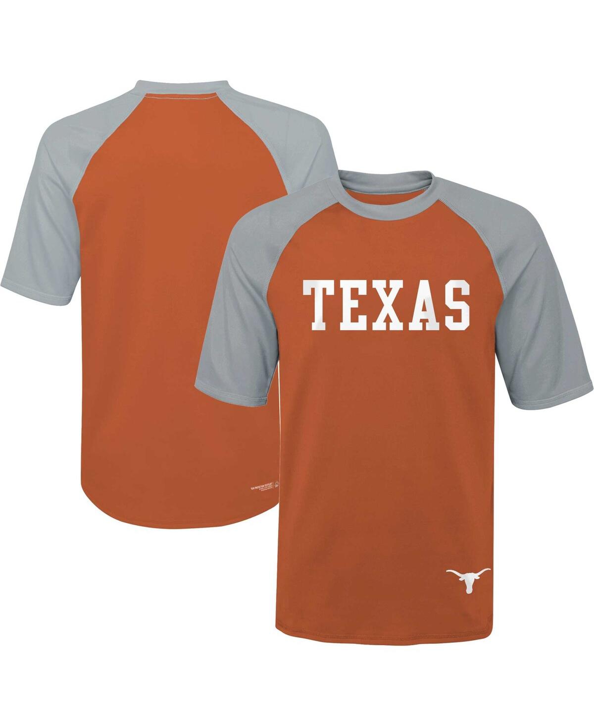 Outerstuff Kids' Big Boys Texas Orange Texas Longhorns Mecca Dunes Rash Guard Raglan T-shirt