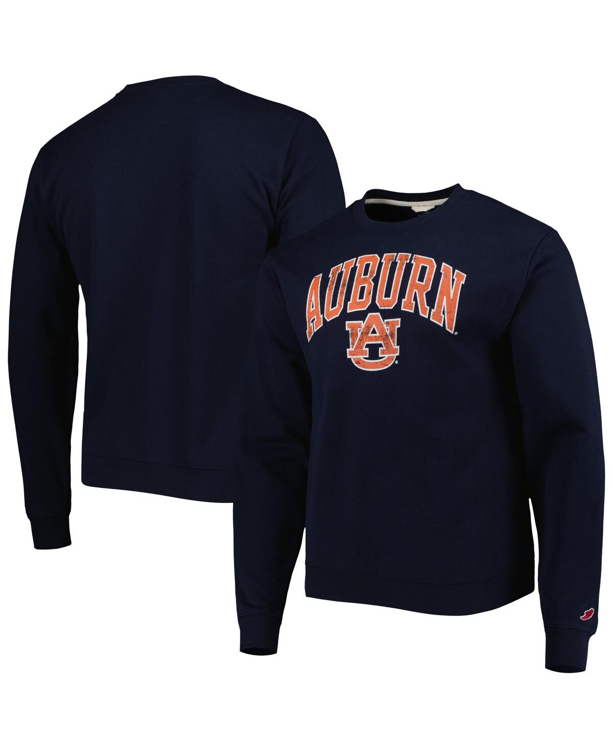 Men's League Collegiate Wear Navy Distressed Auburn Tigers 1965 Arch Essential Lightweight Pullover Sweatshirt - Navy