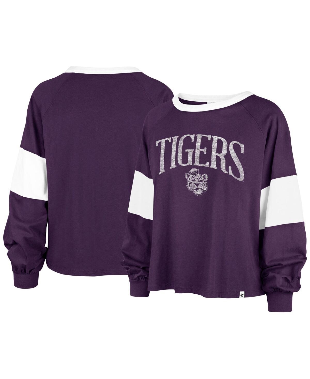 47 Brand Women's ' Purple Distressed Lsu Tigers Upside Rhea Raglan Long Sleeve T-shirt