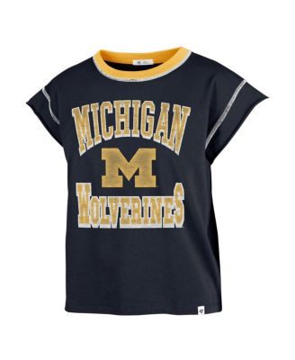Women's Navy Michigan Wolverines Sound Up Maya Cutoff T-shirt