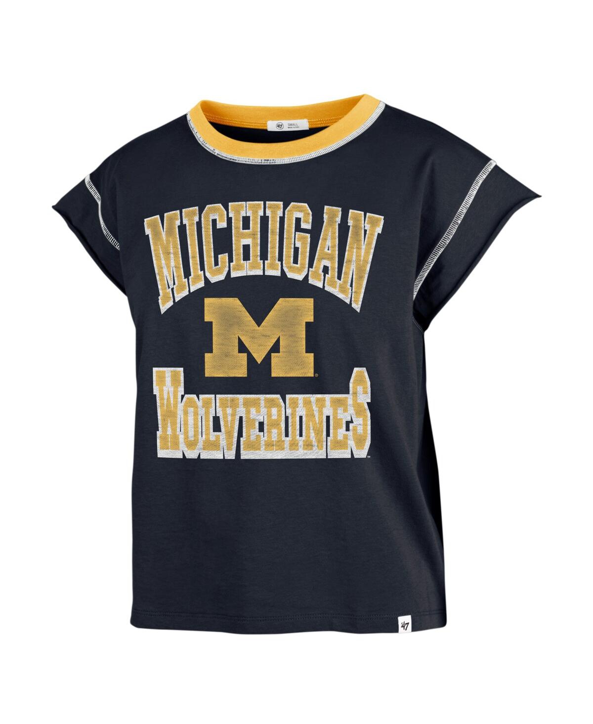 Shop 47 Brand Women's ' Navy Michigan Wolverines Sound Up Maya Cutoff T-shirt