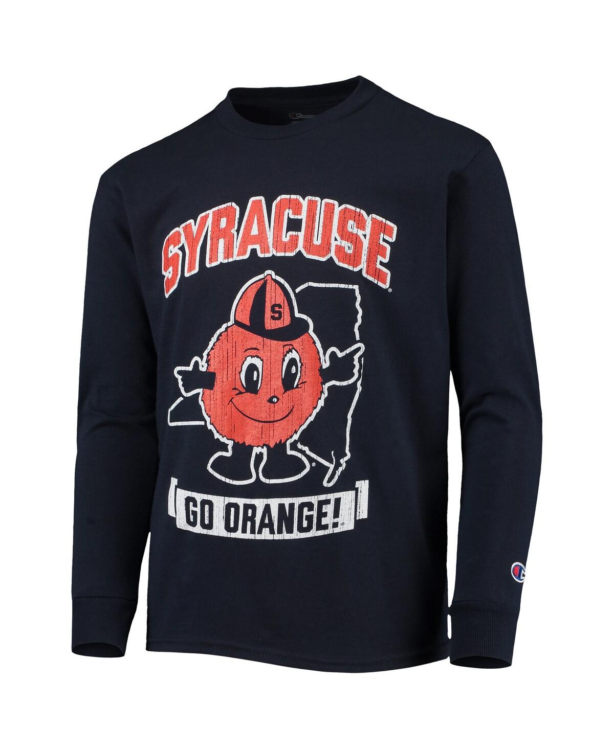 Shop Champion Big Boys  Navy Distressed Syracuse Orange Strong Mascot Team T-shirt