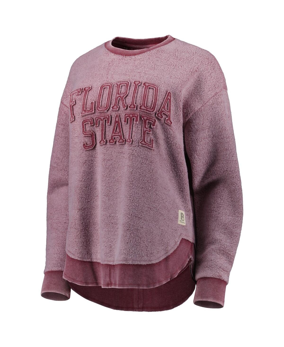 PRESSBOX WOMEN'S PRESSBOX GARNET DISTRESSED FLORIDA STATE SEMINOLES PONCHOVILLE PULLOVER SWEATSHIRT 