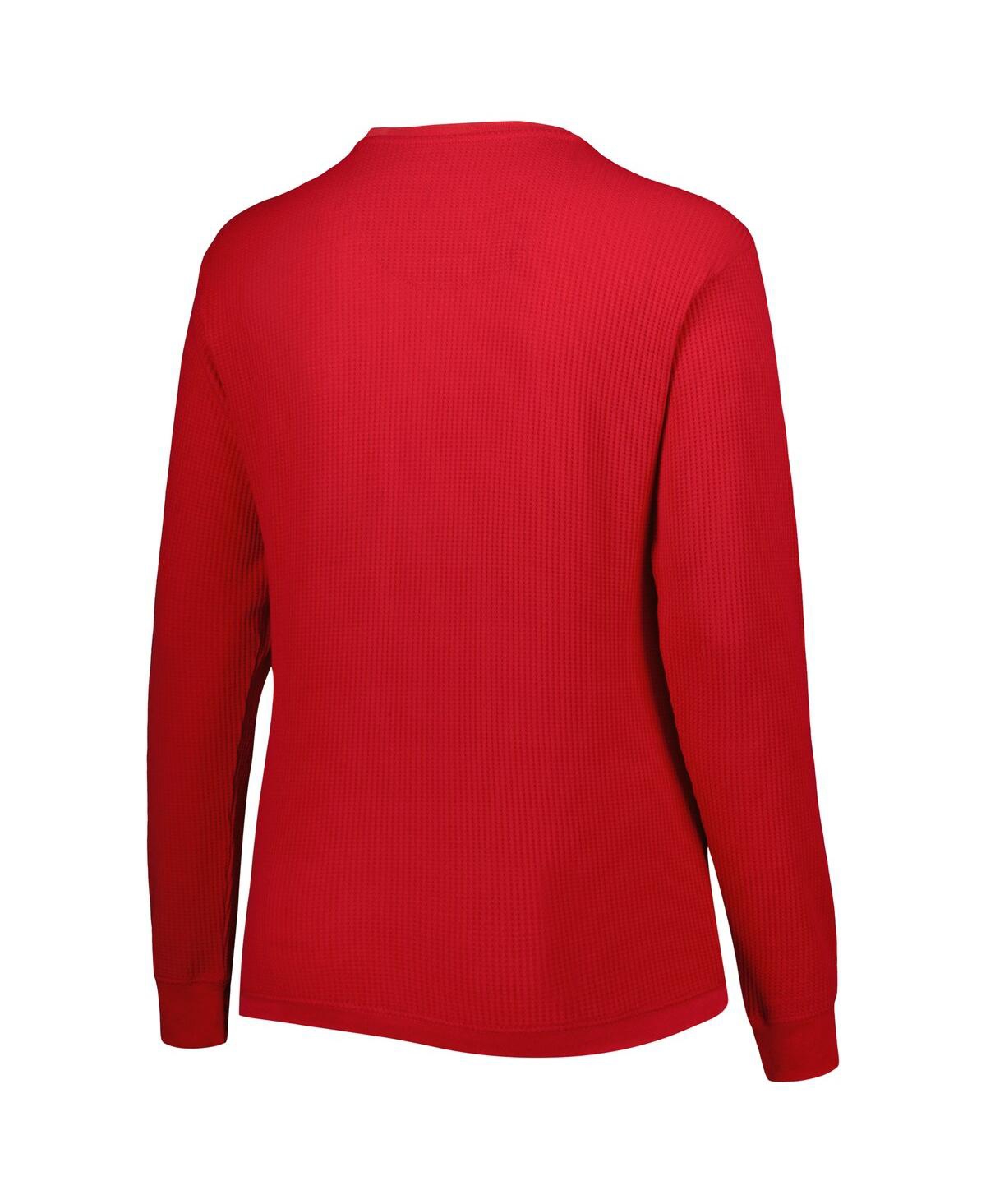 PRESSBOX WOMEN'S PRESSBOX RED GEORGIA BULLDOGS SURF PLUS SIZE SOUTHLAWN WAFFLE-KNIT THERMAL TRI-BLEND LONG SL 