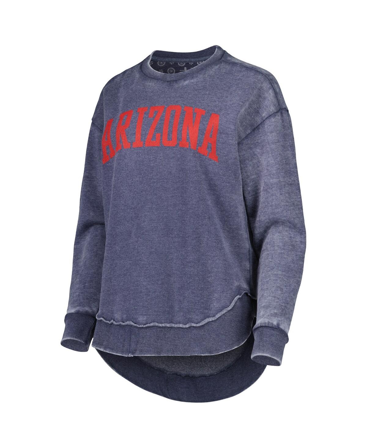 Women's PressboxDistressed Arizona Wildcats Vintage-Like Wash Pullover Sweatshirt - Navy