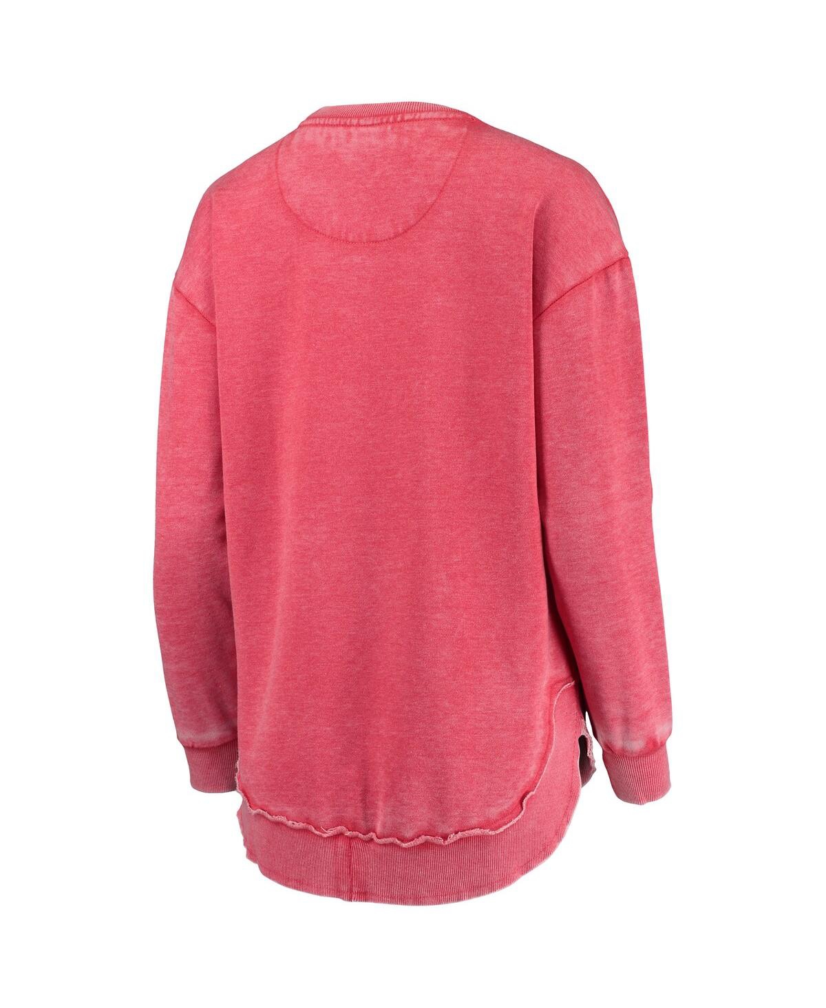 PRESSBOX WOMEN'S PRESSBOX RED DISTRESSED MARYLAND TERRAPINS VINTAGE-LIKE WASH PULLOVER SWEATSHIRT 