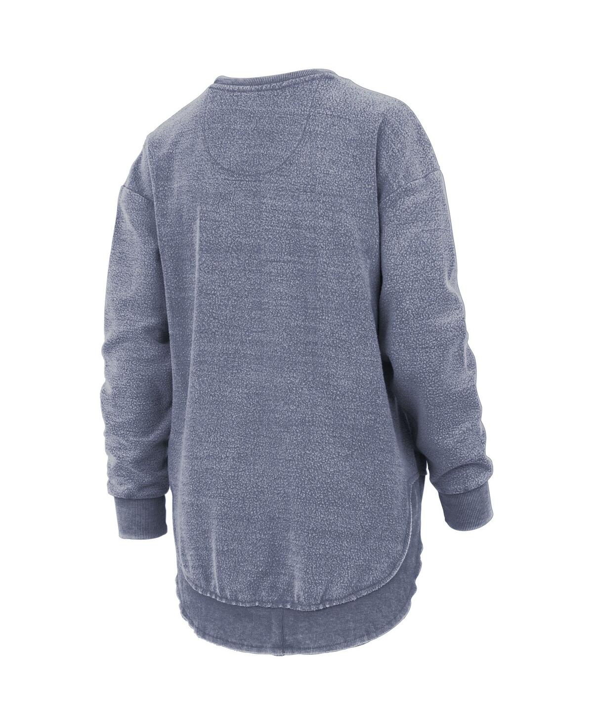 PRESSBOX WOMEN'S PRESSBOX NAVY DISTRESSED NORTH CAROLINA TAR HEELS PONCHOVILLE PULLOVER SWEATSHIRT 