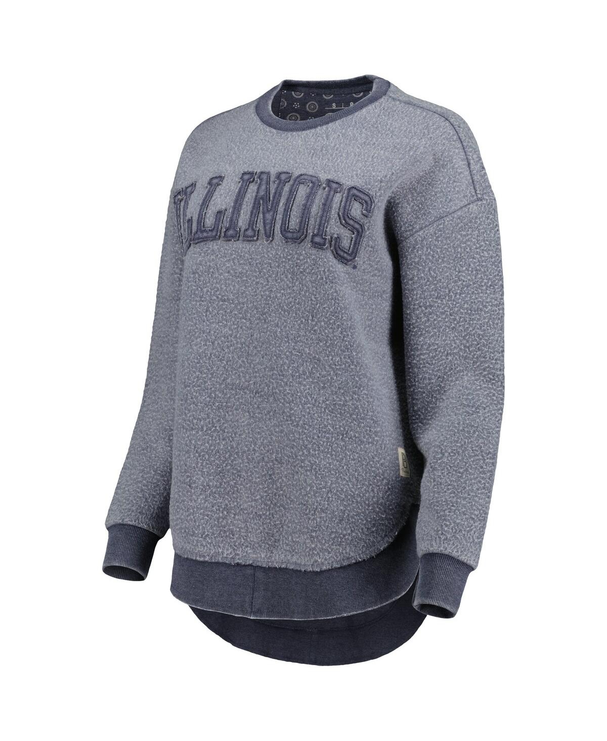 PRESSBOX WOMEN'S PRESSBOX NAVY DISTRESSED ILLINOIS FIGHTING ILLINI PONCHOVILLE PULLOVER SWEATSHIRT 