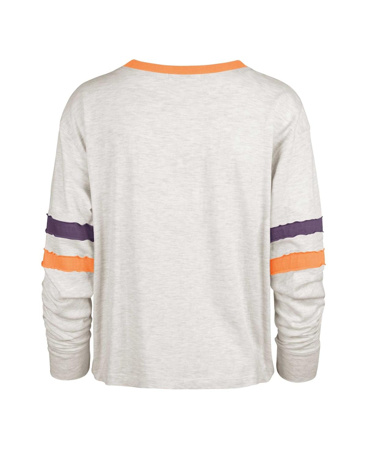 47 BRAND WOMEN'S '47 BRAND OATMEAL DISTRESSED CLEMSON TIGERS ALL CLASS LENA LONG SLEEVE T-SHIRT 