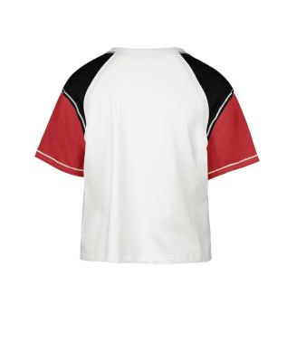 Women's White Distressed Wisconsin Badgers Serenity Gia Cropped T-shirt