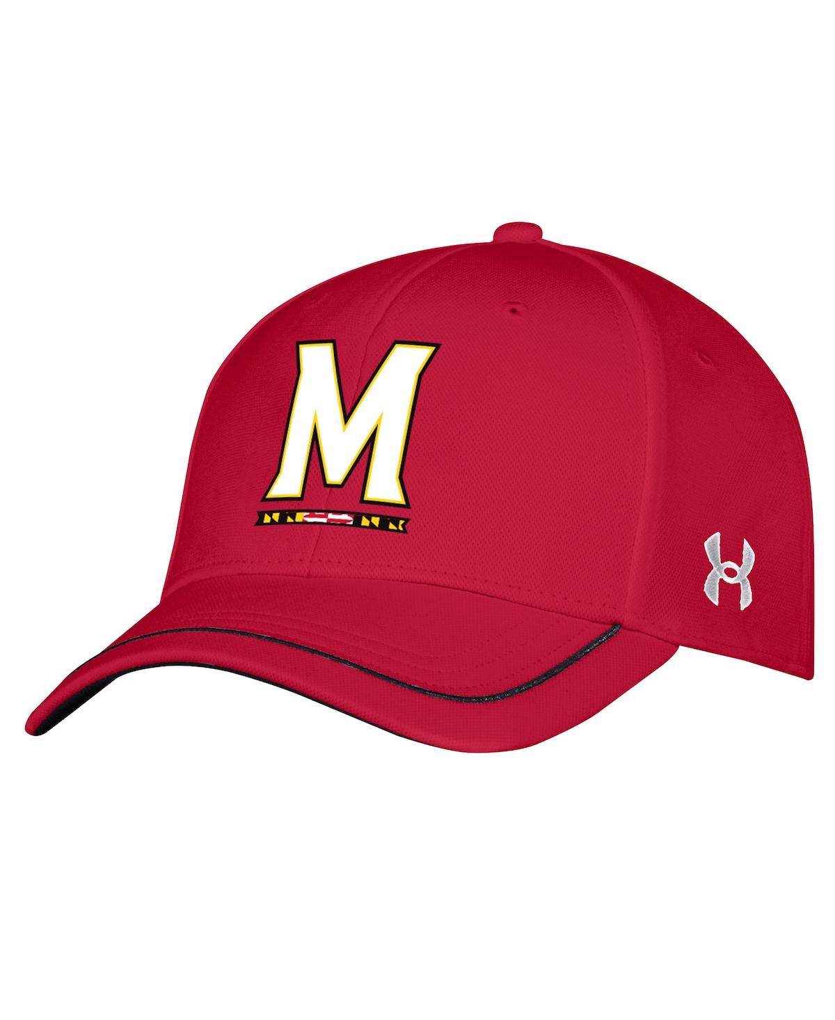 Shop Under Armour Men's  Red Maryland Terrapins Iso-chill Blitzing Accent Flex Hat