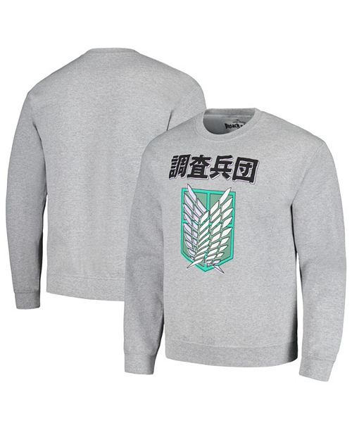 alfani Ripple Junction Men's and Women's Heather Gray Attack on Titan Graphic Fleece Sweatshirt Sports Fan Shop
