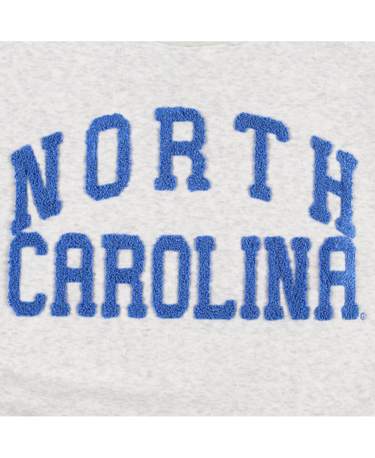 Zoozatz Women's  Oatmeal North Carolina Tar Heels Core Chenille Cropped Pullover Sweatshirt In Oatmeal