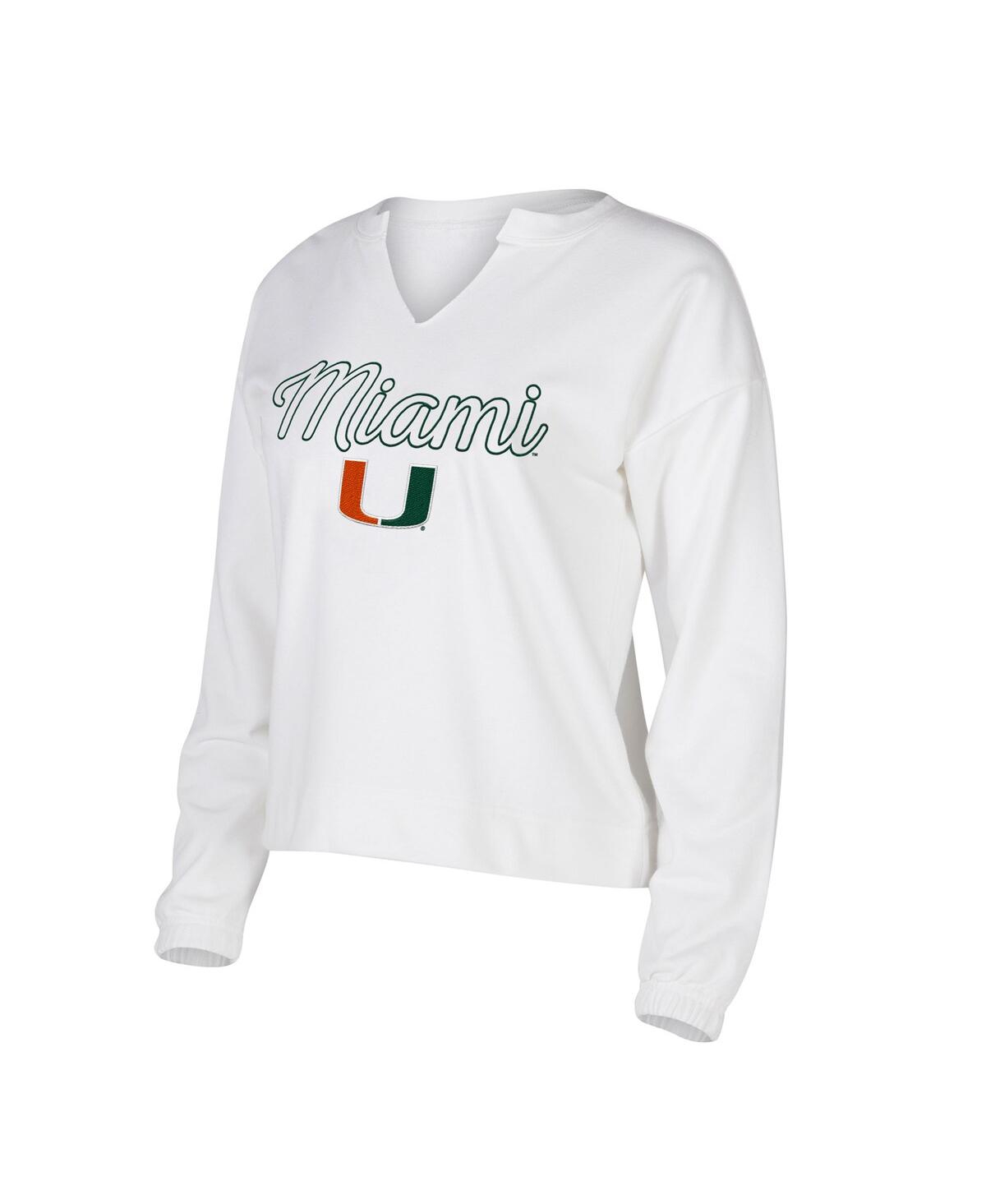 Women's Concepts Sport White Miami Hurricanes SiennaÂ Notch Neck Long Sleeve T-shirt - White