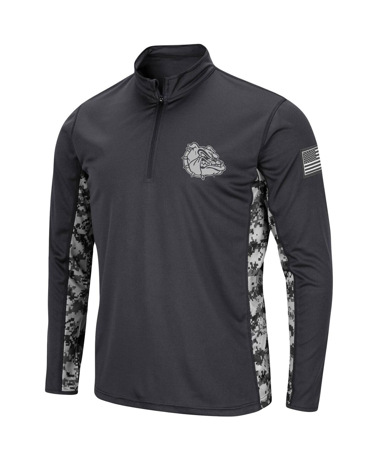 Men's ColosseumGonzaga Bulldogs Oht Military-Inspired Appreciation Digital Camo Lightweight Quarter-Zip Pullover Sweatshirt - Charcoal