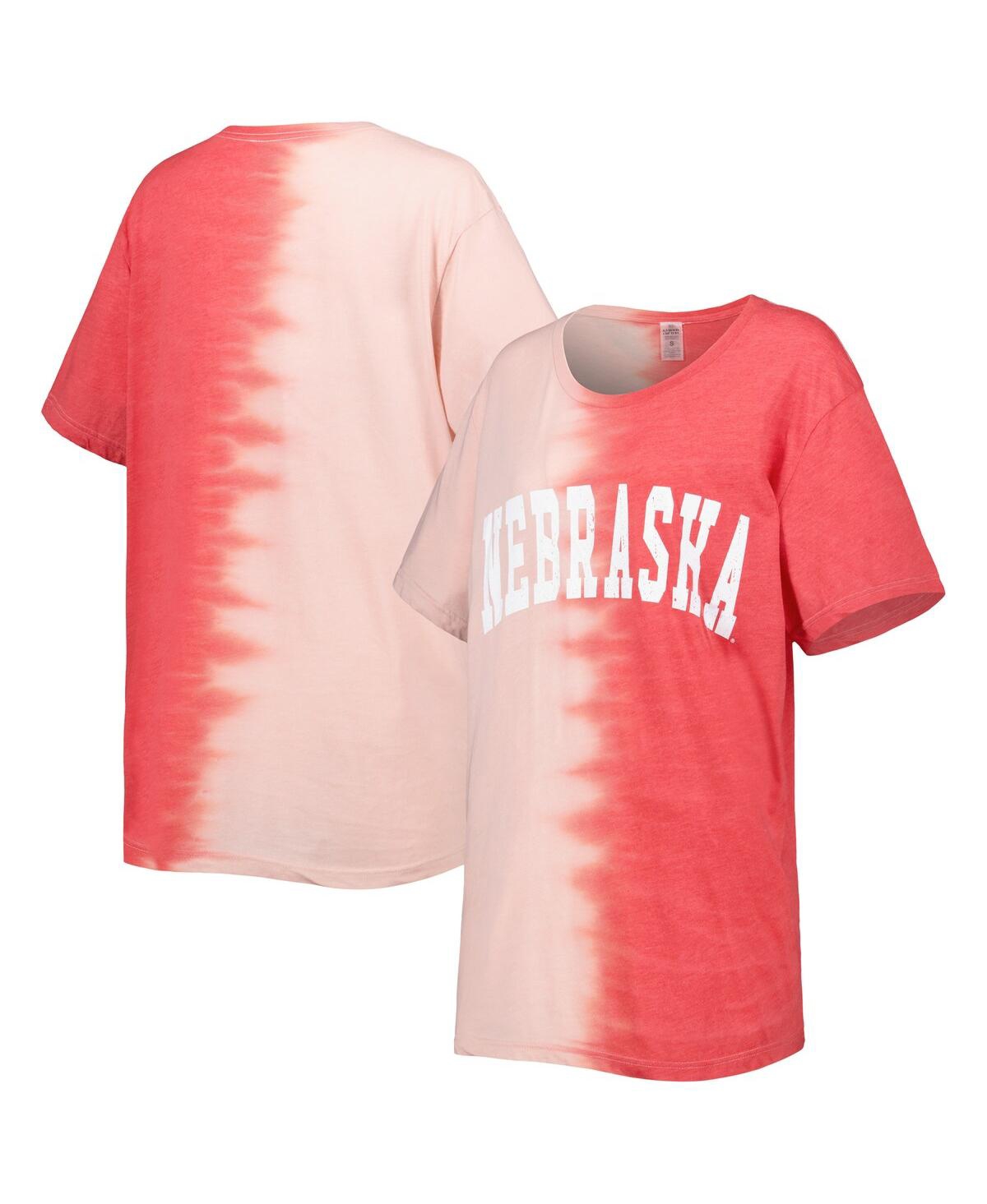Women's Gameday Couture Scarlet Distressed Nebraska Huskers Find Your Groove Split-Dye T-shirt - Scarlet