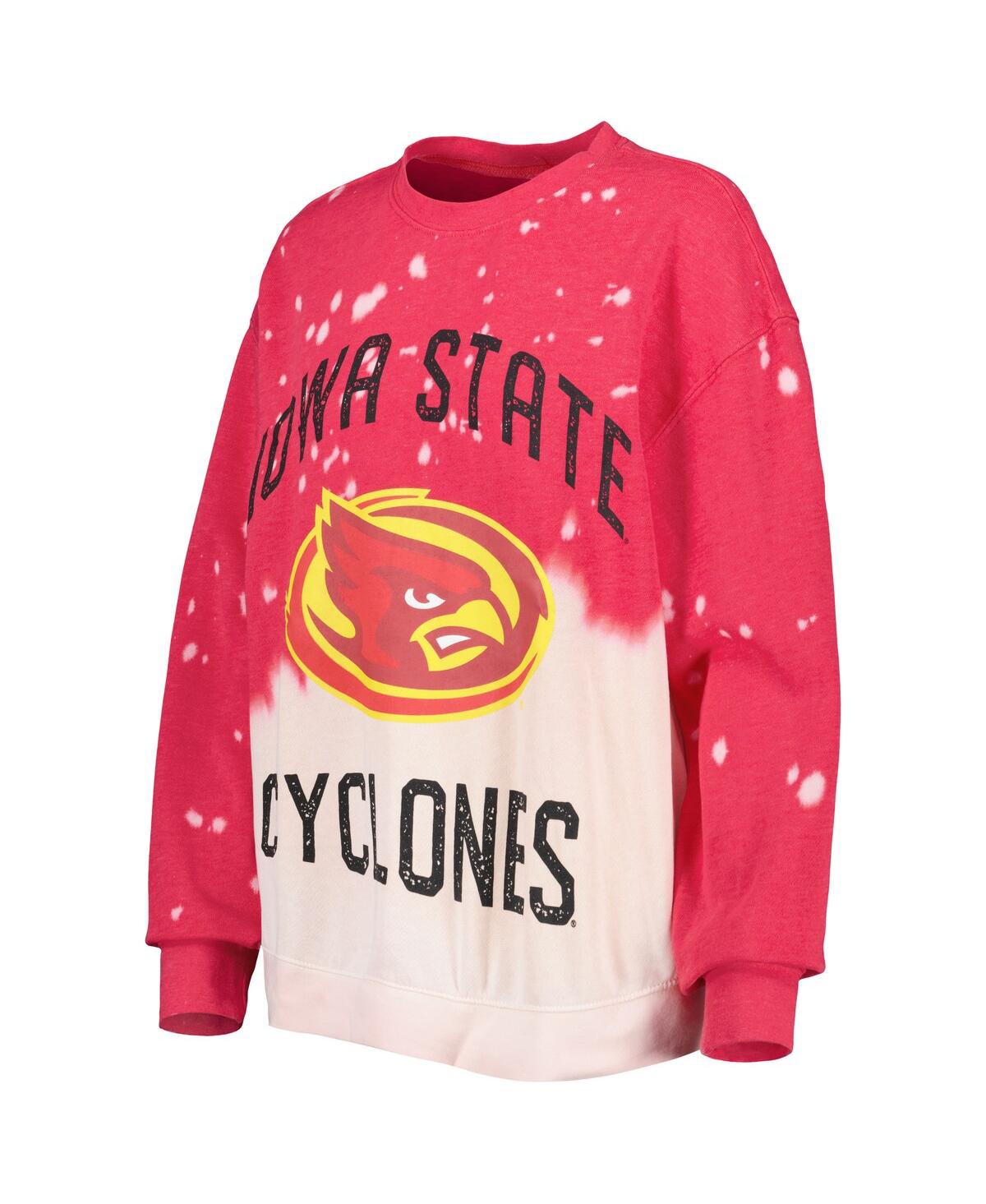 GAMEDAY COUTURE WOMEN'S GAMEDAY COUTURE CARDINAL DISTRESSED IOWA STATE CYCLONES TWICE AS NICE FADED DIP-DYE PULLOVER 