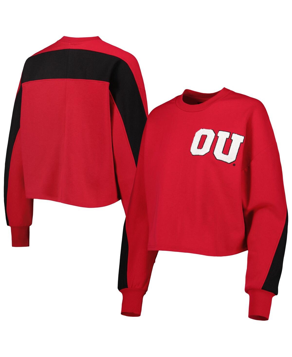 Shop Gameday Couture Women's  Crimson Oklahoma Sooners Back To Reality Colorblock Pullover Sweatshirt