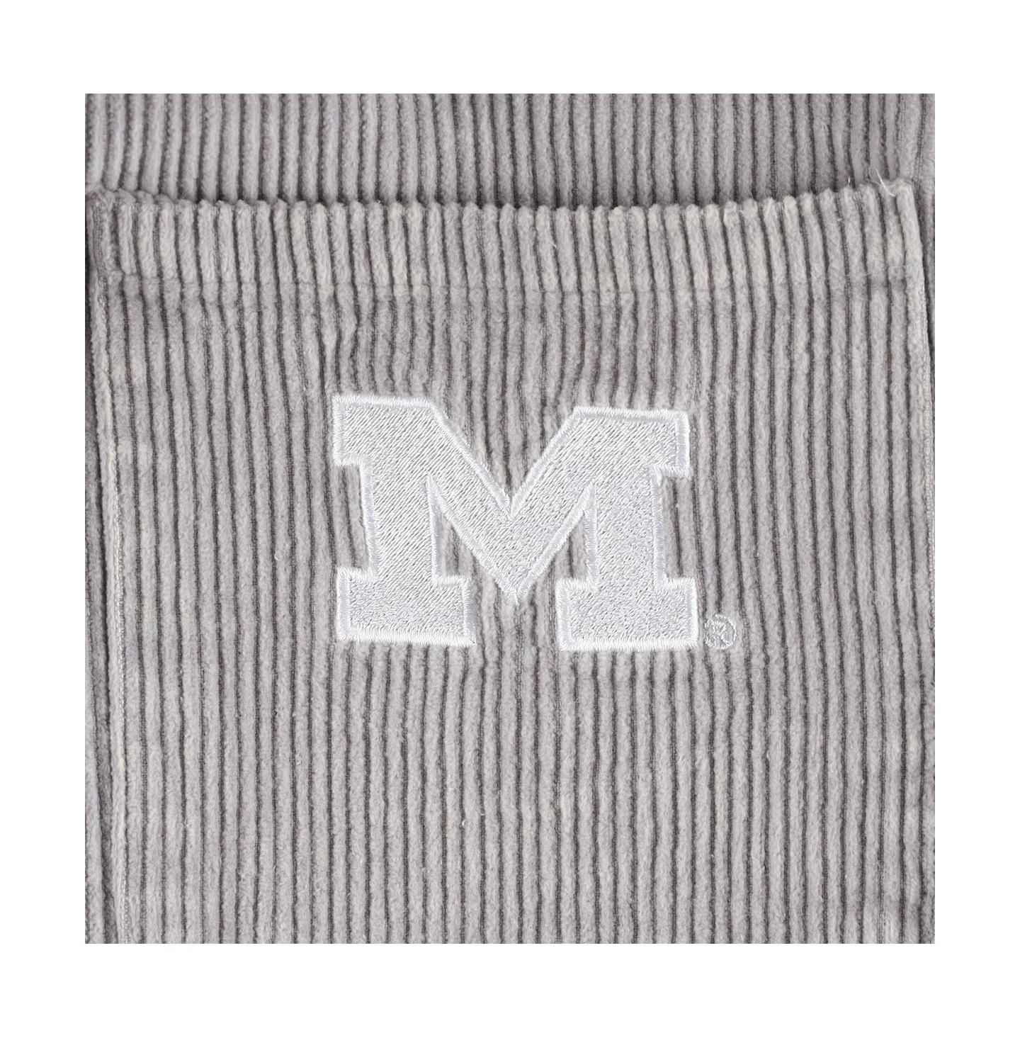 Женские куртки Gameday Couture Gray Distressed Michigan Wolverines Vintage-Like Wash Corduroy Full-Snap Hooded Shacket — фото 2