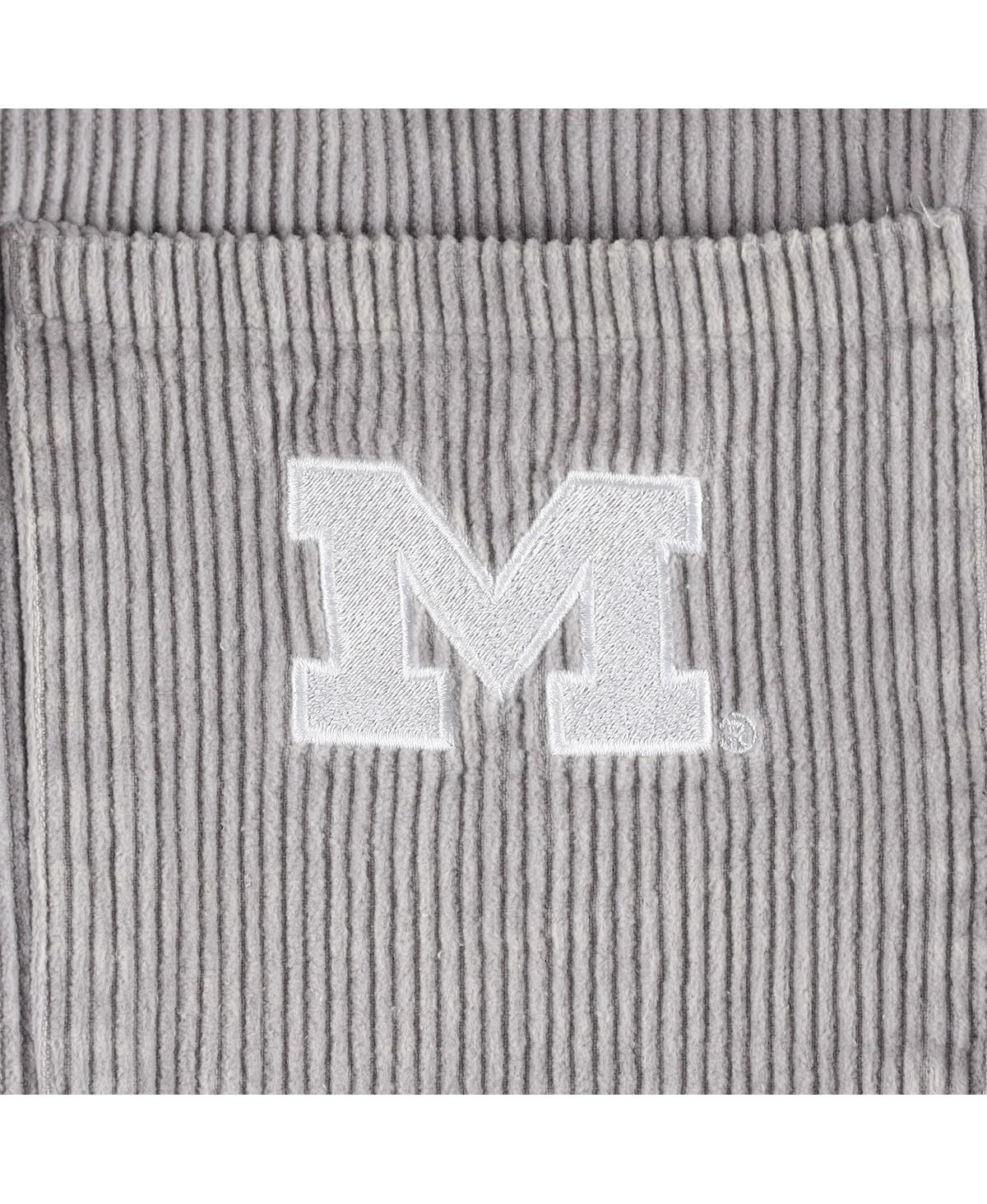 GAMEDAY COUTURE WOMEN'S GAMEDAY COUTURE GRAY DISTRESSED MICHIGAN WOLVERINES VINTAGE-LIKE WASH CORDUROY FULL-SNAP HOO 