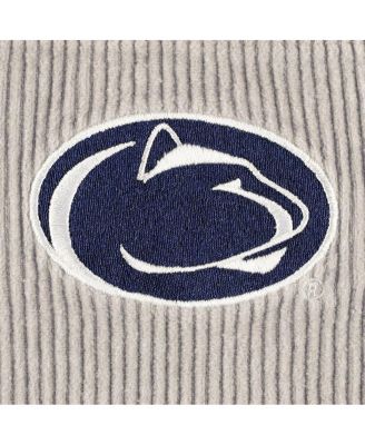 Women's Gray Distressed Penn State Nittany Lions Vintage-Like Wash Corduroy Full-Snap Hooded Shacket
