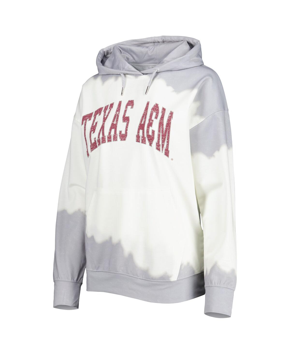 GAMEDAY COUTURE WOMEN'S GAMEDAY COUTURE WHITE, GRAY DISTRESSED TEXAS A&M AGGIES FOR THE FUN DOUBLE DIP-DYED PULLOVER 