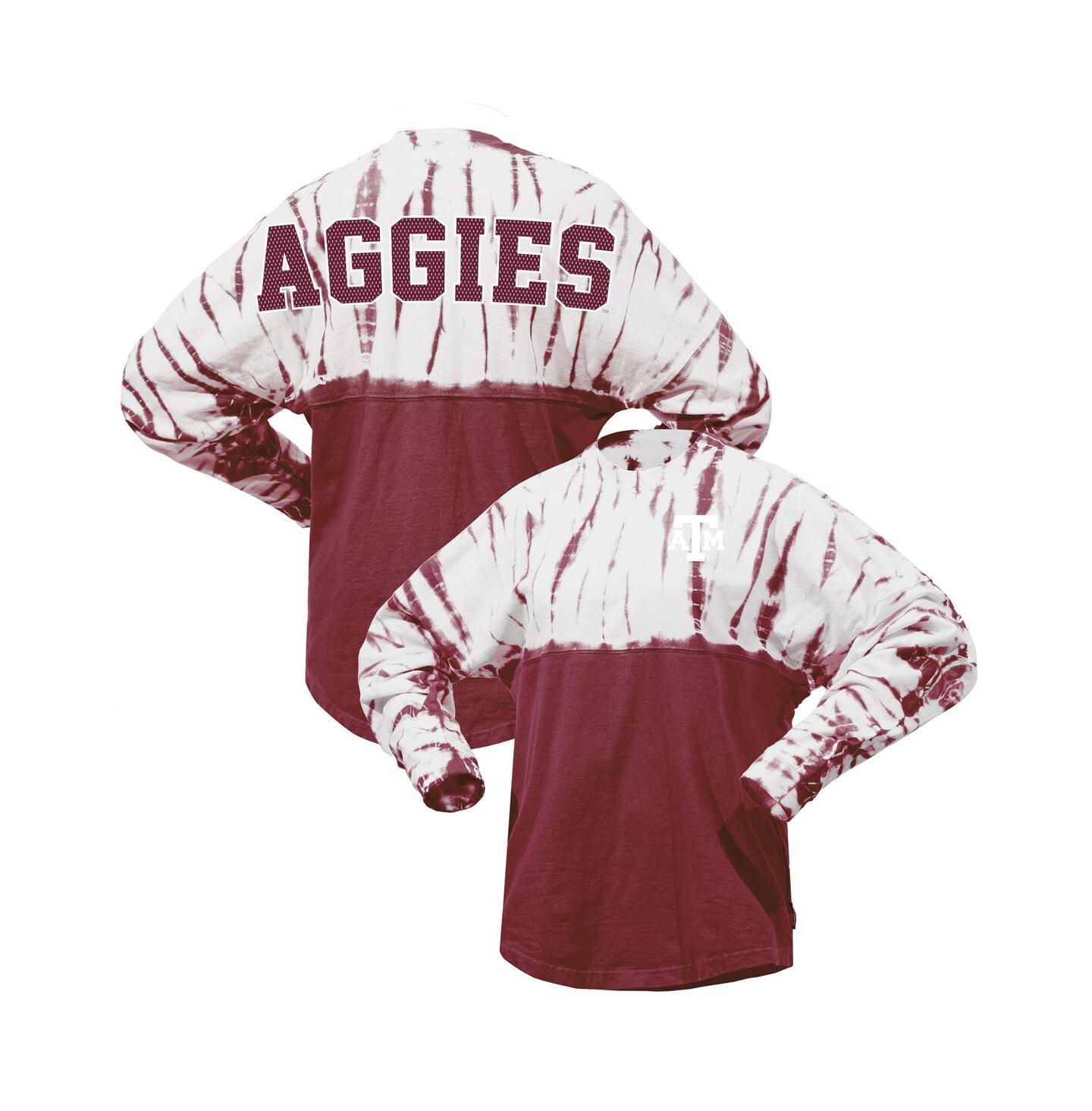Женская футболка Spirit Jersey Maroon Texas A&M Aggies Tie-Dye Long Sleeve Jersey — фото 1
