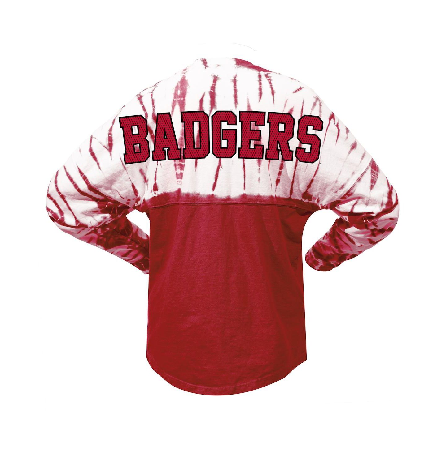 Женская футболка Spirit Jersey Red Wisconsin Badgers Tie-Dye Long Sleeve Jersey — фото 3