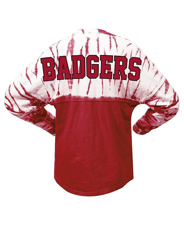 Spirit Jersey Women's Red Wisconsin Badgers TieDye Long Sleeve Jersey