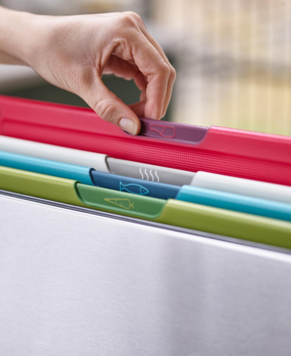 Joseph Joseph Folio Icon Steel 4-piece Chopping Board Set With Stainless-steel Storage Case In Gray