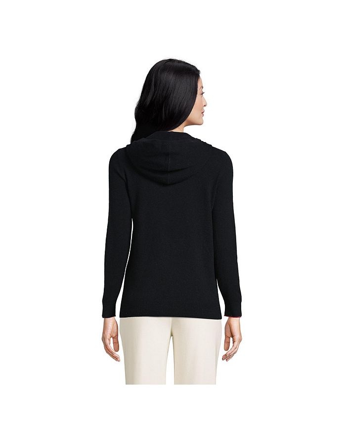 Lands' End Women's Cashmere Front Zip Hoodie Sweater Macy's
