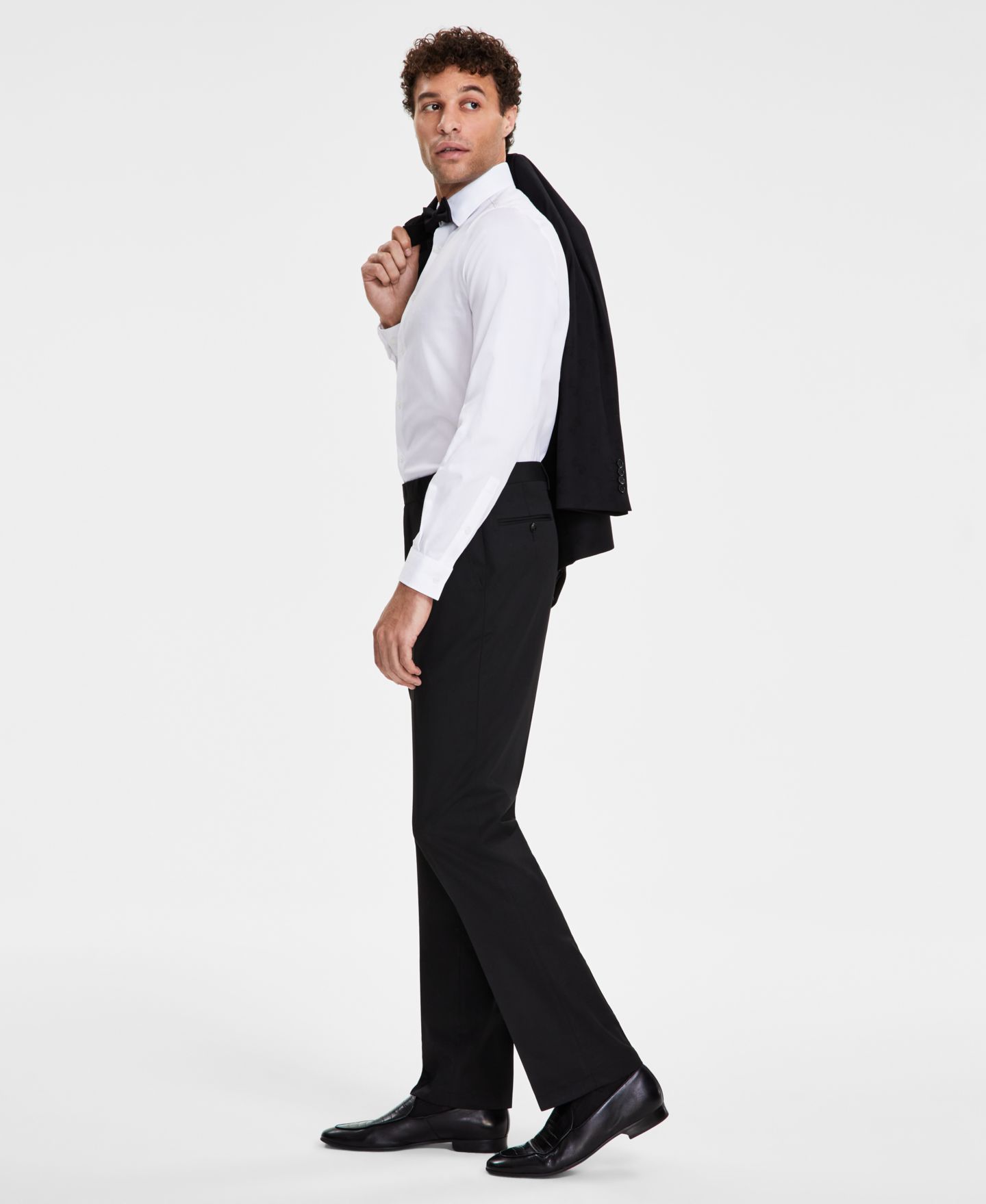 Мужские брюки Tayion Collection Classic-Fit Solid Suit, цвет: Чёрный однотонный — фото 1