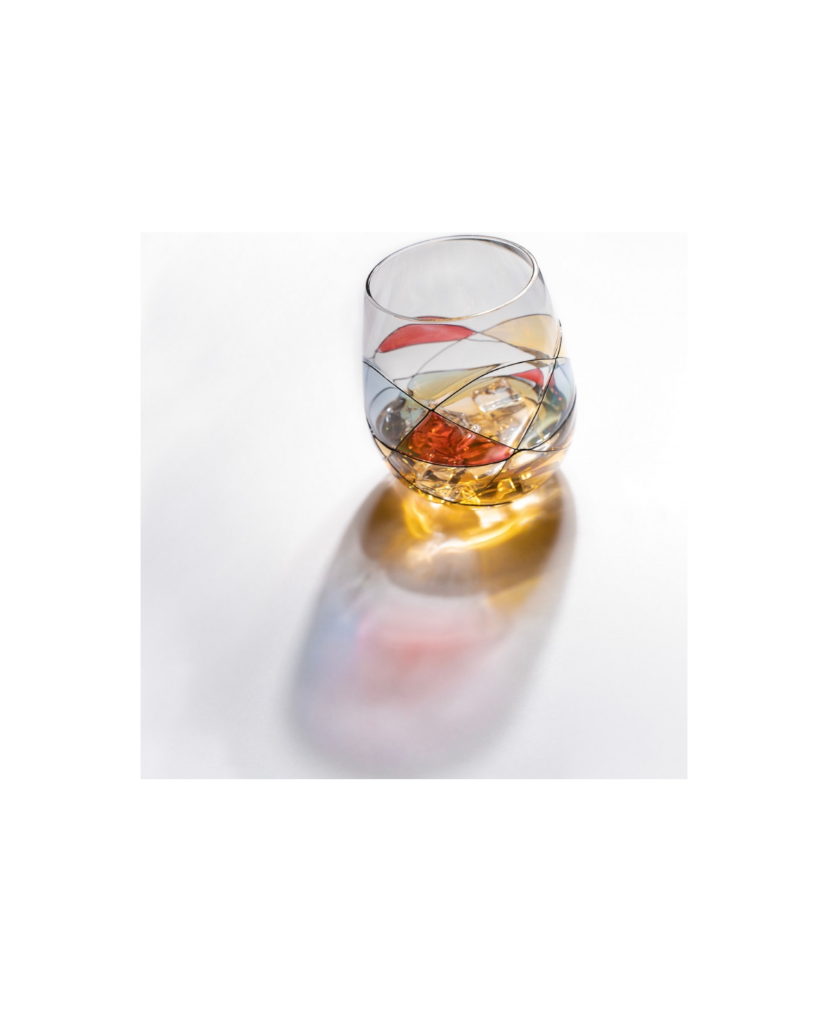 The Wine Savant Artisanal Hand Painted Stemless Wine Glasses, Set Of 2 In Multicolor