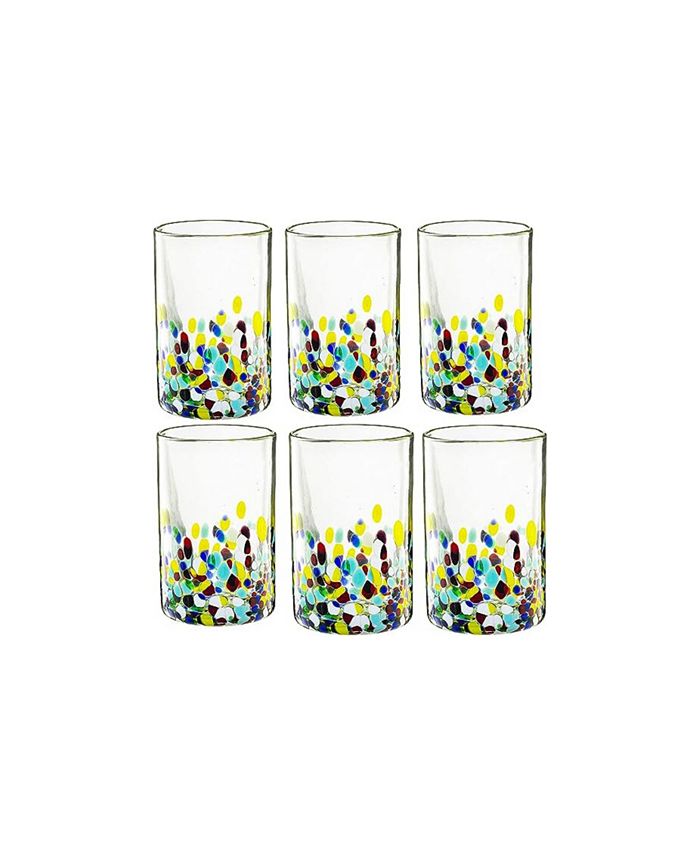 The Wine Savant Glass Hand Blown Mexican Drinking Glasses, Set of 6