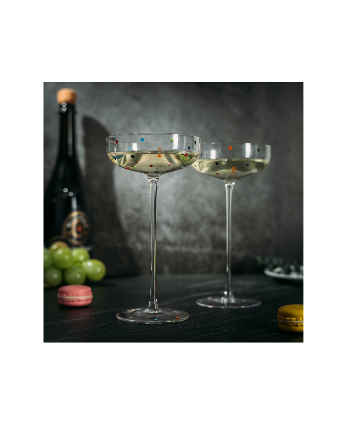 Shop The Wine Savant Polka Dot Champagne Coupe Glasses, Set Of 2 In Multicolor