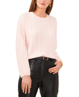 1.STATE - Women's Crewneck Long-Sleeve Cable-Knit Sweater
