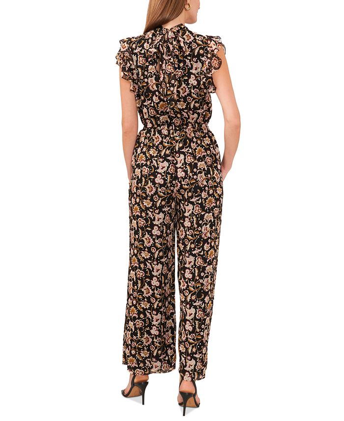 1.STATE Women's Printed Flutter-Sleeve Mock Neck Jumpsuit - Macy's
