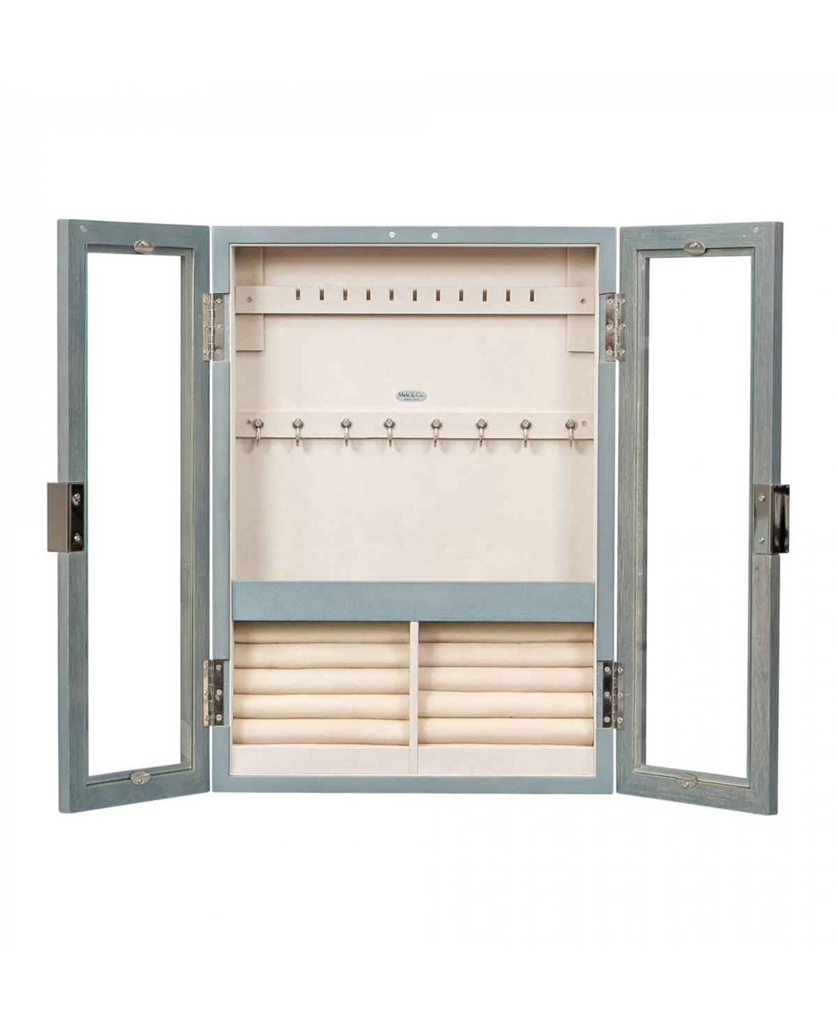 Mele & Co Leia Hanging Jewelry Cabinet In Finish In Oceanside Gray