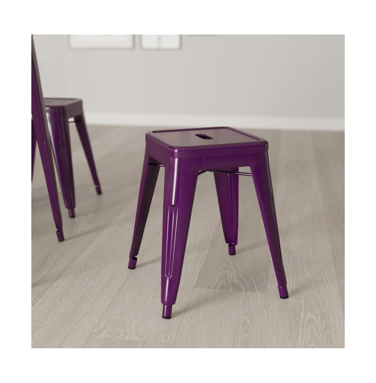 Merrick Lane Set Of 4 Sloane High Backless Stacking Dining Stools With Durable Metal Frame