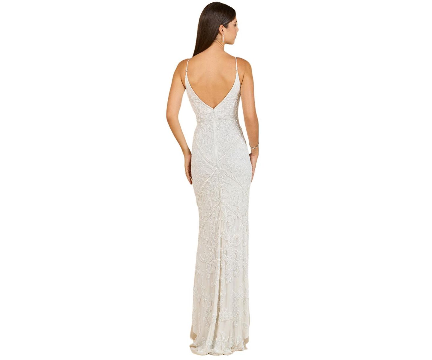 Женское платье Lara Beaded Spaghetti Strap Fitted Gown, цвет: Слоновая кость — фото 2