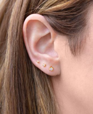 18k Gold-Plated 3-Pc. Set Mixed Size Crystal Stud Earrings