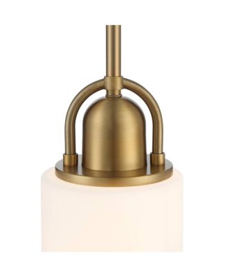 Copenhagan Warm Brass Gold Mini Pendant Light 4 3/4" Wide Modern Opal White Glass Cylinder Shade Fixture for Dining Room House Foyer Kitchen Island Entryway Bedroom Living