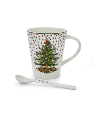 Christmas Tree Polka Dot Mug & Spoon Set