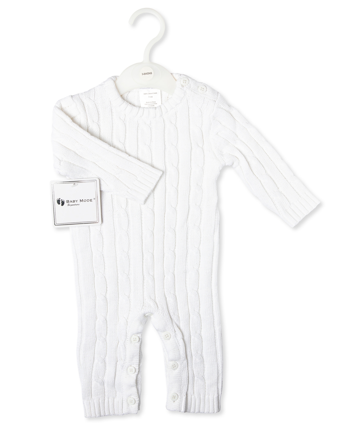 Baby Mode Signature Baby Boys or Baby Girls Long Sleeved Cable Knit Coverall