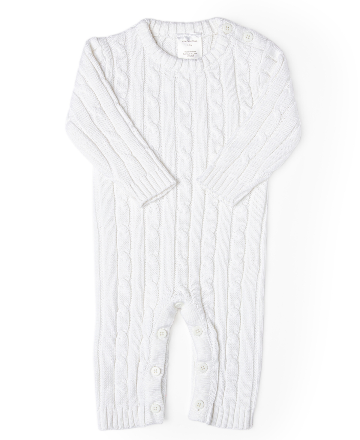 Baby Mode Signature Baby Boys Or Baby Girls Long Sleeved Cable Knit Coverall In Off White