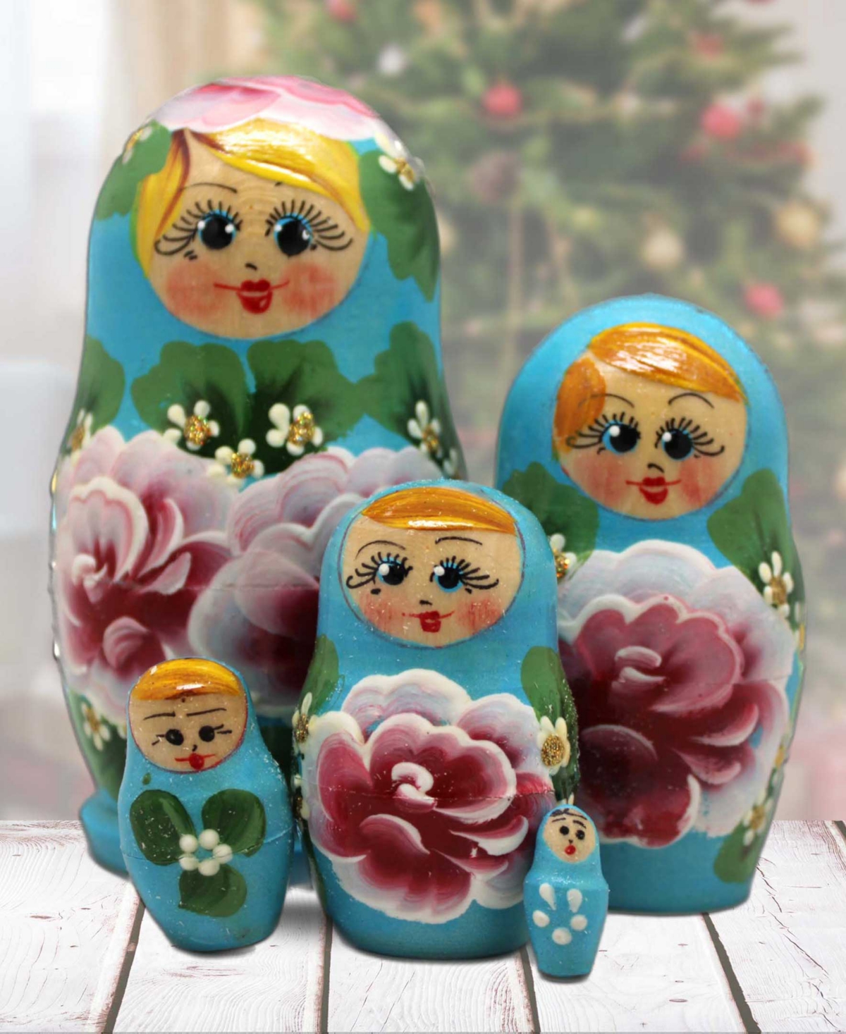 Shop Designocracy Floral Matreshka Hand Painted Nested Doll Set Of 5 By G.debrekht In Multi Color