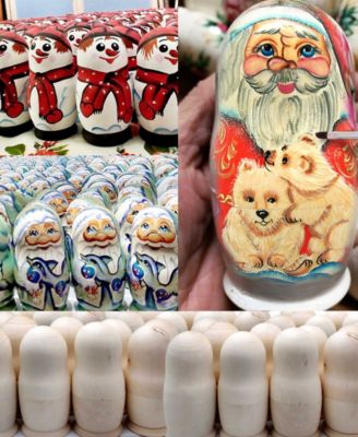 Floral Matreshka Hand painted Nested Doll Set of 5 by G.DeBrekht