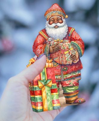 Traveling Santa Wooden Ornaments Set of 3 by G.DeBrekht