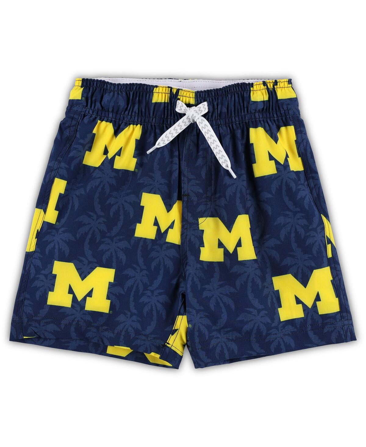 Wes & Willy Babies' Preschool Boys And Girls  Navy Michigan Wolverines Palm Tree Swim Shorts